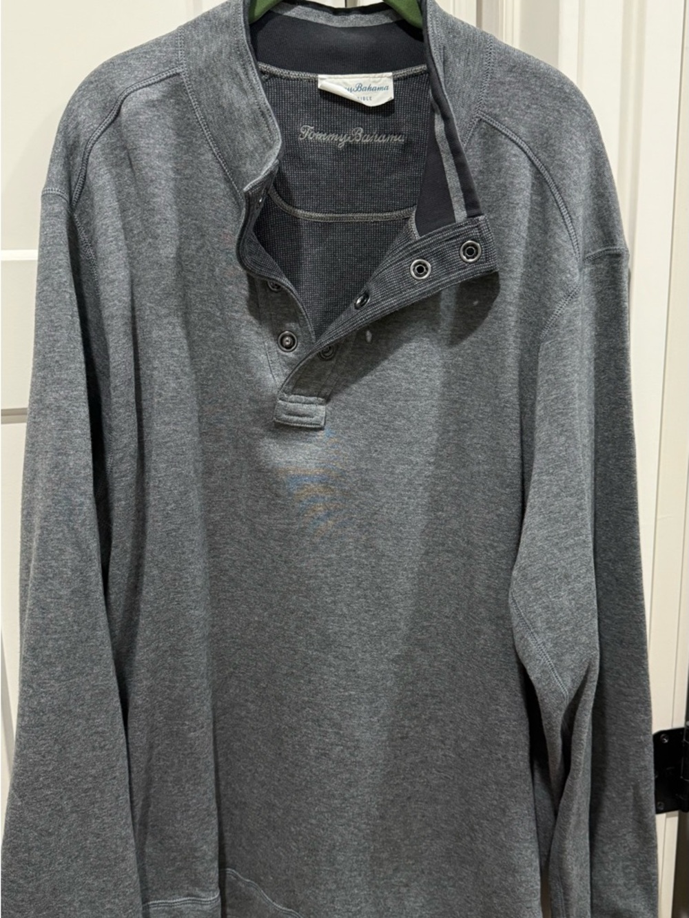 Tommy Bahama Charcoal Gray Reversible Henley